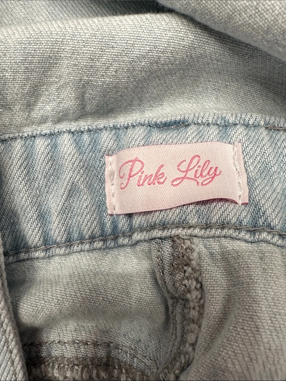 Pink Lily small Light Wash Distressed Denim Overalls. Great condition. - Picture 3 of 4